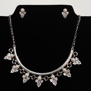 BCBGENERATION Silvertone Necklace & Earrings.